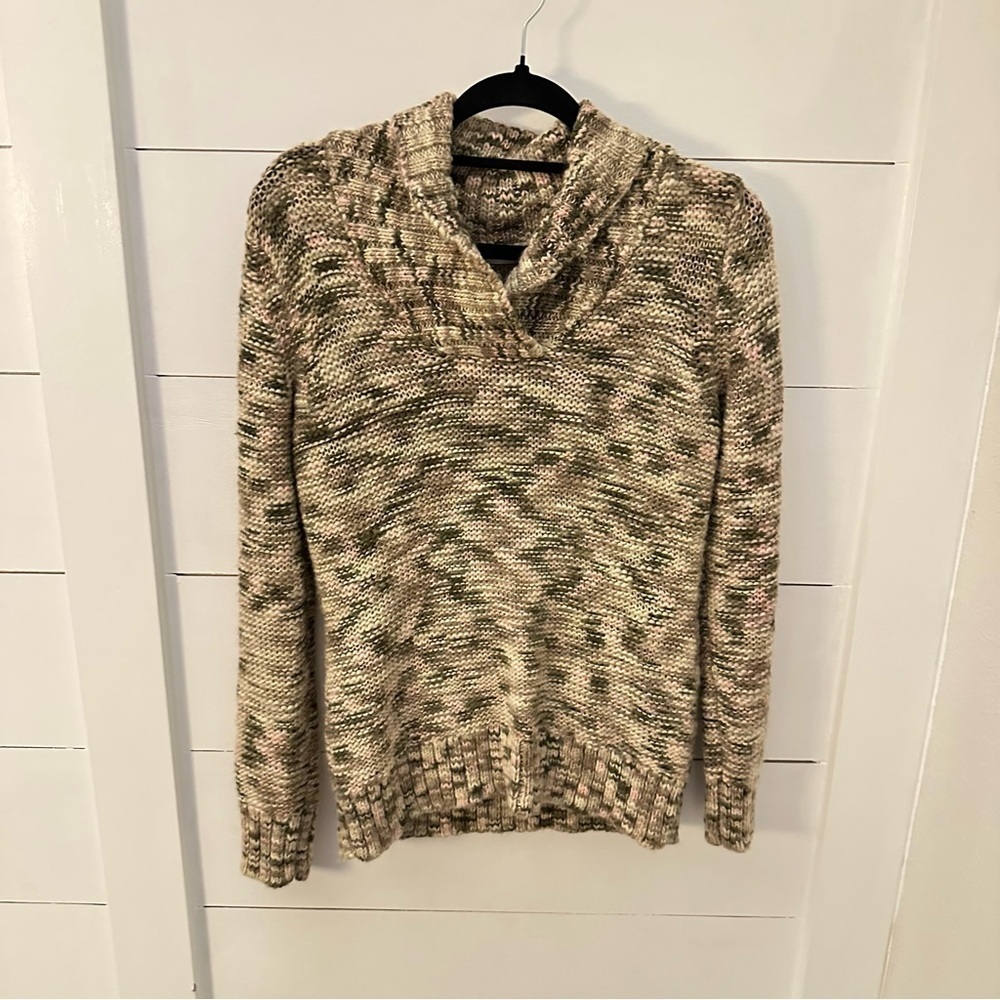 Y2K VTG LIZ CLAIBORNE M Multicolor crew exaggerated collar woman sweater boho